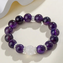 Load image into Gallery viewer, Buddha Padmasana Amethyst &amp; White Phantom Quartz  Bracelet‌ Buddha padmasana