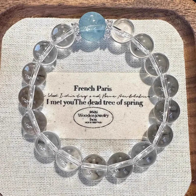 Buddha Padmasana Aquamarine and Clear Quartz Bracelet Buddha padmasana