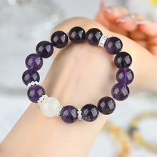 Load image into Gallery viewer, Buddha Padmasana Amethyst &amp; White Phantom Quartz  Bracelet‌ Buddha padmasana