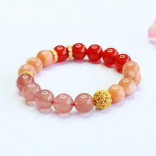 Load image into Gallery viewer, Buddha Padmasana Strawberry Quartz Orange Moonstone Agate Crystal Healing Bracelet Buddha padmasana