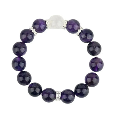 Buddha Padmasana Amethyst & White Phantom Quartz  Bracelet‌ Buddha padmasana