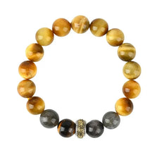 Load image into Gallery viewer, Buddha Padmasana Golden Tiger&#39;s Eye and Gray Moonstone Crystal Bracelet Buddha padmasana