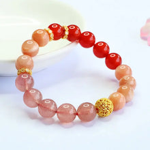Load image into Gallery viewer, Buddha Padmasana Strawberry Quartz Orange Moonstone Agate Crystal Healing Bracelet Buddha padmasana
