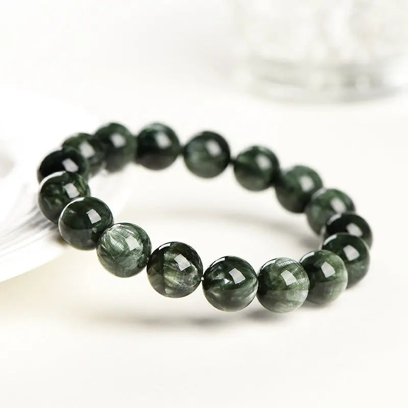 Buddha Padmasana Seraphinite (Green Dragon Crystal)‌Bracelet Buddha padmasana