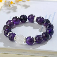 Load image into Gallery viewer, Buddha Padmasana Amethyst &amp; White Phantom Quartz  Bracelet‌ Buddha padmasana