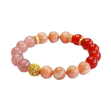 Load image into Gallery viewer, Buddha Padmasana Strawberry Quartz Orange Moonstone Agate Crystal Healing Bracelet Buddha padmasana