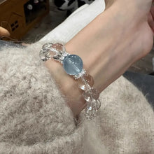 Load image into Gallery viewer, Buddha Padmasana Aquamarine and Clear Quartz Bracelet Buddha padmasana
