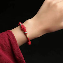 Load image into Gallery viewer, Buddha Padmasana Handmade Cinnabar Peace Buckle Safe and Healthy Charm Blessing String Bracelet Anklet Buddha padmasana