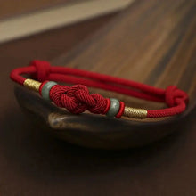 Load image into Gallery viewer, Buddha Padmasana Red String Jade Luck Fortune Knot Braided Couple Bracelet Buddha padmasana