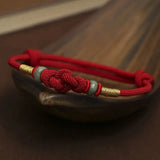 Luck2025 Buddha Padmasana Red String Jade Luck Fortune Knot Braided Couple Bracelet