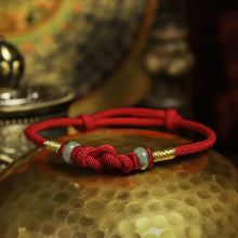 Load image into Gallery viewer, Buddha Padmasana Red String Jade Luck Fortune Knot Braided Couple Bracelet Buddha padmasana