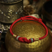 Load image into Gallery viewer, Buddha Padmasana Red String Jade Luck Fortune Knot Braided Couple Bracelet Buddha padmasana
