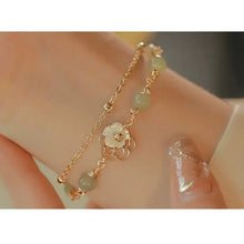 Load image into Gallery viewer, Buddha Padmasana 14K Gold Plated Jade Butterfly Tridacna Stone Flower Double Layer Luck Bracelet - Buddha padmasana