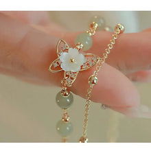 Load image into Gallery viewer, Buddha Padmasana 14K Gold Plated Jade Butterfly Tridacna Stone Flower Double Layer Luck Bracelet - Buddha padmasana