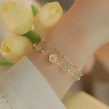 Load image into Gallery viewer, Buddha Padmasana 14K Gold Plated Jade Butterfly Tridacna Stone Flower Double Layer Luck Bracelet - Buddha padmasana