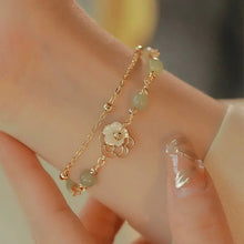 Load image into Gallery viewer, Buddha Padmasana 14K Gold Plated Jade Butterfly Tridacna Stone Flower Double Layer Luck Bracelet - Buddha padmasana