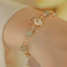 Load image into Gallery viewer, Buddha Padmasana 14K Gold Plated Jade Butterfly Tridacna Stone Flower Double Layer Luck Bracelet - Buddha padmasana