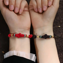 Load image into Gallery viewer, Buddha Padmasana Red String Jade Luck Fortune Knot Braided Couple Bracelet Buddha padmasana