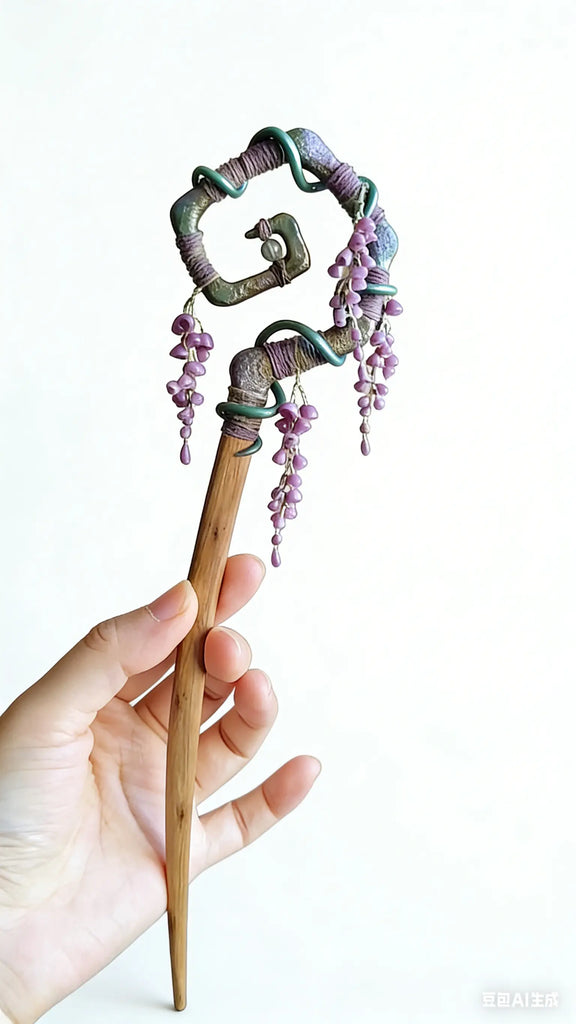 Wisteria Vine & Star Ring Handcrafted Wand (2-in-1 Hairpin)