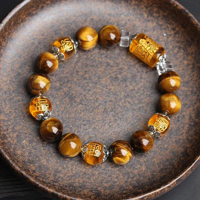 Buddha Padmasana Tiger Eye Bead Fortune Prosperity Bracelet - Buddha padmasana