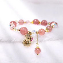 Load image into Gallery viewer, Buddha Padmasana Natural Strawberry Quartz Crystal Money Bag Charm Positive Bracelet - Buddha padmasana