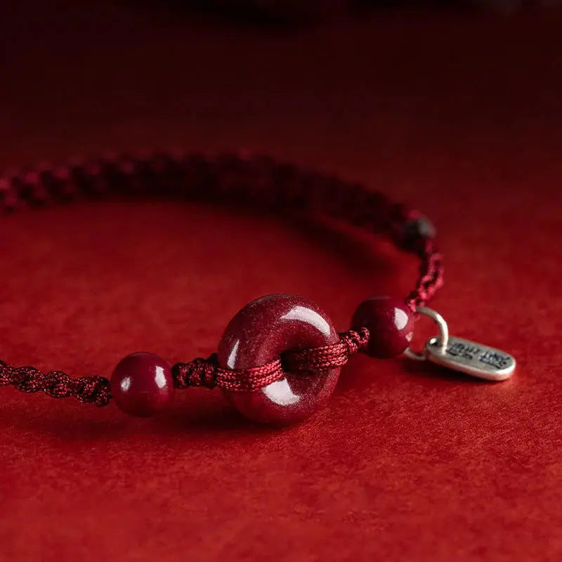 Buddha Padmasana Handmade Cinnabar Peace Buckle Safe and Healthy Charm Blessing String Bracelet Anklet Buddha padmasana