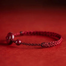 Load image into Gallery viewer, Buddha Padmasana Handmade Cinnabar Peace Buckle Safe and Healthy Charm Blessing String Bracelet Anklet Buddha padmasana
