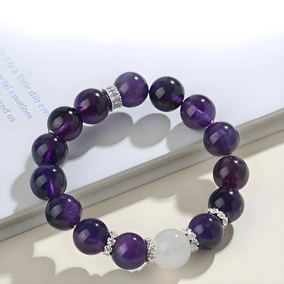 Buddha Padmasana Amethyst & White Phantom Quartz  Bracelet‌ Buddha padmasana