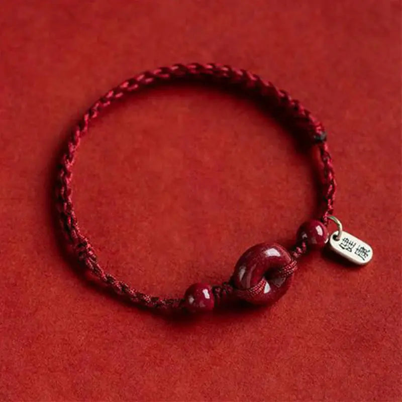 Buddha Padmasana Handmade Cinnabar Peace Buckle Safe and Healthy Charm Blessing String Bracelet Anklet Buddha padmasana