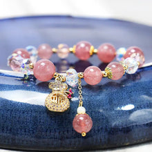 Load image into Gallery viewer, Buddha Padmasana Natural Strawberry Quartz Crystal Money Bag Charm Positive Bracelet - Buddha padmasana