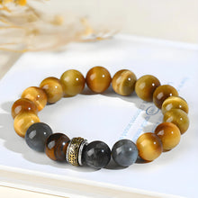 Load image into Gallery viewer, Buddha Padmasana Golden Tiger&#39;s Eye and Gray Moonstone Crystal Bracelet Buddha padmasana