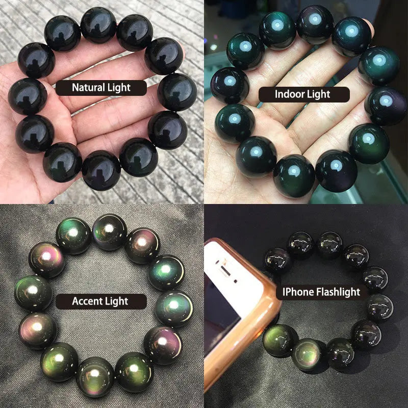 Buddha Padmasana Natural Green Eye Obsidian Wealth Bracelet - Buddha padmasana