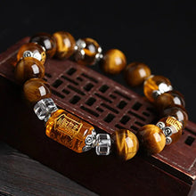Load image into Gallery viewer, Buddha Padmasana Tiger Eye Bead Fortune Prosperity Bracelet - Buddha padmasana