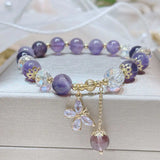 Buddha Padmasana Natural Amethyst Crystal Spiritual Butterfly Charm Buddha Bracelet