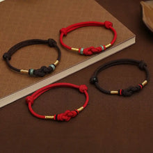 Load image into Gallery viewer, Buddha Padmasana Red String Jade Luck Fortune Knot Braided Couple Bracelet Buddha padmasana