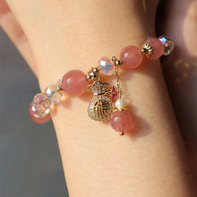 Load image into Gallery viewer, Buddha Padmasana Natural Strawberry Quartz Crystal Money Bag Charm Positive Bracelet - Buddha padmasana